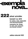[SIK1922] Concerto for Three for violin  viola  violoncello  and string orchestra / Minuet for string trio Schnittke  Alfred V  Va  Vc  StrOrch / V  Va  Vc SIK1922  Sikorski